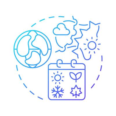 Weather patterns and air masses blue gradient concept icon. Region climate experience. Atmospheric phenomena. Round shape line illustration. Abstract idea. Graphic design. Easy to use in presentation