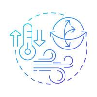 Atmospheric circulation blue gradient concept icon. Air movement distributing thermal energy. Natural phenomena. Round shape line illustration. Abstract idea. Graphic design. Easy to use in article vector