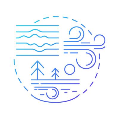 Microscale meteorology blue gradient concept icon. Smallest atmospheric phenomena studying. Local weather. Round shape line illustration. Abstract idea. Graphic design. Easy to use in article