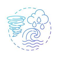 Mesoscale meteorology blue gradient concept icon. Cloud physics and dynamics. Weather forecasting. Round shape line illustration. Abstract idea. Graphic design. Easy to use in presentation vector