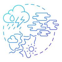 Occluded front blue gradient concept icon. Cold front catching up to warm. Atmospheric phenomena. Round shape line illustration. Abstract idea. Graphic design. Easy to use in presentation vector