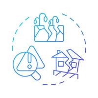 Geotechnical risks blue gradient concept icon. Potential hazards related to soil, rock, and groundwater. Round shape line illustration. Abstract idea. Graphic design. Easy to use in presentation vector