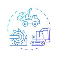 Earthworks and excavation blue gradient concept icon. Digging trenches, pits and foundations. Construction works. Round shape line illustration. Abstract idea. Graphic design. Easy to use in article vector
