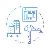 Foundation design blue gradient concept icon. Soil stability and safety. Application of geotechnical report. Round shape line illustration. Abstract idea. Graphic design. Easy to use in article vector