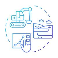 Trenching blue gradient concept icon. Horizontal extent of soil layers studying. Geotechnical survey test. Round shape line illustration. Abstract idea. Graphic design. Easy to use in article vector