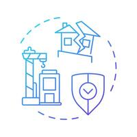 Earthquake engineering blue gradient concept icon. Structures withstanding seismic activity designing. Geotech. Round shape line illustration. Abstract idea. Graphic design. Easy to use in article vector