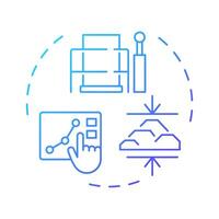 Proctor compaction test blue gradient concept icon. Optimum moisture content for soil maximum dry density. Round shape line illustration. Abstract idea. Graphic design. Easy to use in presentation vector