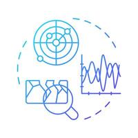 Geophysical investigations blue gradient concept icon. Explore subsurface conditions without digging. Geotech. Round shape line illustration. Abstract idea. Graphic design. Easy to use in presentation vector