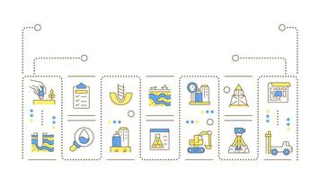 Geotechnical survey word concept isolated on white. Researching ground structure for construction. Creative illustration banner surrounded by editable line colorful icons vector