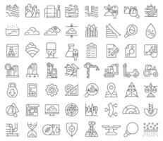 Geotechnical survey RGB color icons set. Exploring grounds for construction industry. Geodetic investigation. Customizable thin line symbols. Isolated outline illustrations. Editable stroke vector