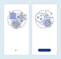 Dense vs sparse s onboarding mobile app screen. Walkthrough 2 steps editable graphic instructions with linear concepts. UI, UX, GUI template vector
