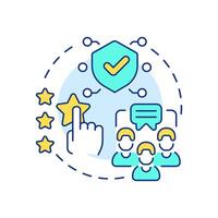 Enhanced user trust multi color concept icon. Reliable verifiable information. Benefit of RAG services. Round shape line illustration. Abstract idea. Graphic design. Easy to use in presentation vector