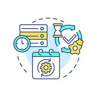 Up to date information multi color concept icon. Current data processing. Benefit of RAG AI technology. Round shape line illustration. Abstract idea. Graphic design. Easy to use in article vector