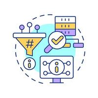 Retrieval multi color concept icon. Accessing stored data algorithm. AI information control. RAG process. Round shape line illustration. Abstract idea. Graphic design. Easy to use in article vector