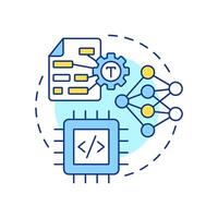 Word embedding multi color concept icon. Capturing semantic relationships in text. development. Round shape line illustration. Abstract idea. Graphic design. Easy to use in article vector