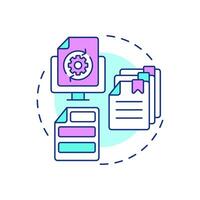 Document based chunking multi color concept icon. Keeping context. Level of segmentation strategy in RAG. Round shape line illustration. Abstract idea. Graphic design. Easy to use in presentation vector