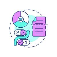 Fixed size chunking multi color concept icon. Level of fragmentation strategy in RAG. Standardizing data. Round shape line illustration. Abstract idea. Graphic design. Easy to use in presentation vector