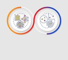Dense vs sparse directions infographics circles sequence. Structures in . Visualization layout with 2 steps. Info chart loop process presentation vector