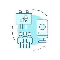 Out of home audience soft blue concept icon. Advertisements displayed in public spaces impact research. Round shape line illustration. Abstract idea. Graphic design. Easy to use in infographic vector