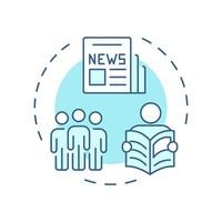 Print audience soft blue concept icon. Assessing readership for newspapers and magazines. Marketing data. Round shape line illustration. Abstract idea. Graphic design. Easy to use in presentation vector