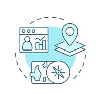 Geographic analysis soft blue concept icon. Marketing research based on customer location. Commercial data. Round shape line illustration. Abstract idea. Graphic design. Easy to use in presentation vector