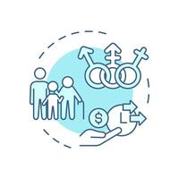 Demographic analysis soft blue concept icon. Examining basic characteristics. Audience measurement. Round shape line illustration. Abstract idea. Graphic design. Easy to use in infographic vector