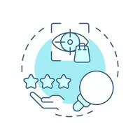 Analyze current customers soft blue concept icon. Work with actual base. Audience behavior research step. Round shape line illustration. Abstract idea. Graphic design. Easy to use in presentation vector