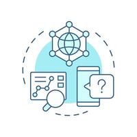 Check social media soft blue concept icon. Analyzing content generating active interactions. SMM strategy. Round shape line illustration. Abstract idea. Graphic design. Easy to use in infographic vector
