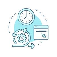 Average session duration soft blue concept icon. Spending time on website. Audience engagement metric. Round shape line illustration. Abstract idea. Graphic design. Easy to use in infographic vector