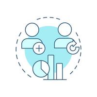 New vs returning visitors soft blue concept icon. Engagement strategy efficiency. Audience engagement metric. Round shape line illustration. Abstract idea. Graphic design. Easy to use in infographic vector