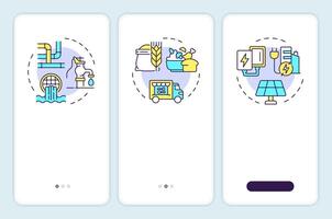 Water energy nexus onboarding mobile app screen. Sustainability walkthrough 3 steps editable graphic instructions with linear concepts. UI, UX, GUI template vector