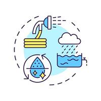 Stormwater reuse multi color concept icon. Rainwater for non portable usage. Liquid sources in cities. Round shape line illustration. Abstract idea. Graphic design. Easy to use in article vector