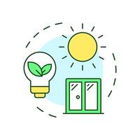 Using natural light multi color concept icon. Reduce need for artificial lighting. Energy saving tip. Round shape line illustration. Abstract idea. Graphic design. Easy to use in booklet vector