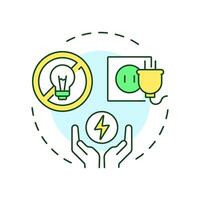Unplug electronics multi color concept icon. Prevent phantom power loss. Energy saving tip. Sustainability. Round shape line illustration. Abstract idea. Graphic design. Easy to use in article vector