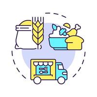 Food multi color concept icon. Water energy nexus. Zero hunger strategy of sources usage. Sustainability. Round shape line illustration. Abstract idea. Graphic design. Easy to use in booklet vector