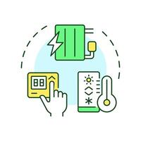 Adjust temperature multi color concept icon. Maintaining thermostat settings. Energy saving tip. Sustainability. Round shape line illustration. Abstract idea. Graphic design. Easy to use in article vector