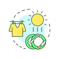 Air dry dishes and laundry multi color concept icon. Using clothesline and drying rack. Energy saving tip. Round shape line illustration. Abstract idea. Graphic design. Easy to use in booklet vector