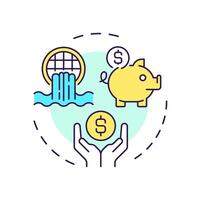 Cost effective water treatment multi color concept icon. Improve efficiency. Liquid recycling advantage. Round shape line illustration. Abstract idea. Graphic design. Easy to use in article vector