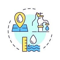 Water quantity multi color concept icon. Measuring liquid amount in natural sources. Environment care. Round shape line illustration. Abstract idea. Graphic design. Easy to use in article vector