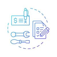 Service reports and invoicing blue gradient concept icon. Key component of FSM. Field service management. Round shape line illustration. Abstract idea. Graphic design. Easy to use in article vector