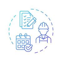 Scheduling and dispatch blue gradient concept icon. Key component of FSM. Field service management. Round shape line illustration. Abstract idea. Graphic design. Easy to use in article vector