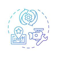 Asset management blue gradient concept icon. Tracking, maintenance. Core feature of FMS. Field service management. Round shape line illustration. Abstract idea. Graphic design. Easy to use in article vector