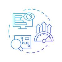 Field service metrics blue gradient concept icon. Performance indicators. Key component of FSM. Round shape line illustration. Abstract idea. Graphic design. Easy to use in article vector