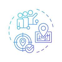 Team location blue gradient concept icon. Real-time tracking and monitoring. Field service management. Round shape line illustration. Abstract idea. Graphic design. Easy to use in article vector