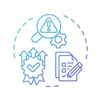 Defect managemnet blue gradient concept icon. Core feature of FMS system. Field service management. Round shape line illustration. Abstract idea. Graphic design. Easy to use in article vector