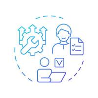 Work order management blue gradient concept icon. Core feature of FMS system. Field service management. Round shape line illustration. Abstract idea. Graphic design. Easy to use in article vector