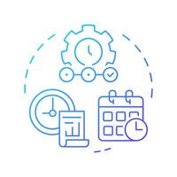 Time accounting blue gradient concept icon. Real-time tracking and monitoring. Field service management. Round shape line illustration. Abstract idea. Graphic design. Easy to use in article vector