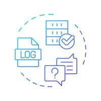 Real-time knowledge blue gradient concept icon. Tracking and monitoring. Field service management. Round shape line illustration. Abstract idea. Graphic design. Easy to use in article vector