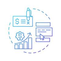 Increase revenue steam blue gradient concept icon. Expand services. Benefit of FSM. Field service management. Round shape line illustration. Abstract idea. Graphic design. Easy to use in article vector