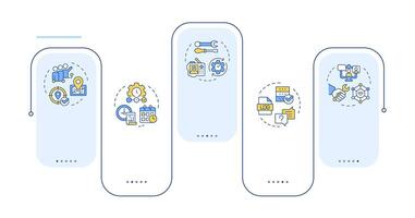 Real-time tracking and monitoring rectangle infographic . Field service management. Data visualization with 5 steps. Editable rectangular options chart vector